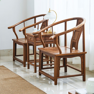 唐煌轩红木家具非洲鸡翅木(学名:非洲崖豆木)圈椅三件套实木椅子 组合2