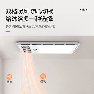 科狮龙 浴霸风暖集成吊顶LED灯卫生间浴室取暖风机排气照明五合一多功能 升级款白双核（按键开关）