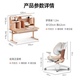 作业帮学习桌儿童书桌学生学习桌椅升降书架 梦想家桌1.2m 樱花粉