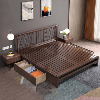 中伟（ZHONGWEI）实木床温莎床简约中式橡木床主卧专用大床1.8米气压款