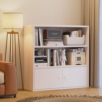 众淘书架落地储物收纳架大容量书架置物架子简易储物柜书架书柜落地 60x86cm-暖白色