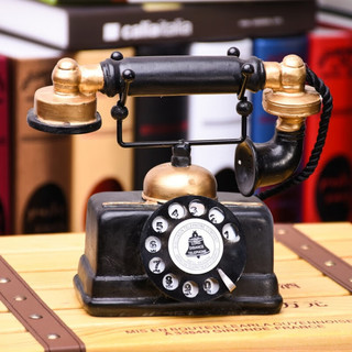 芠拉老式仿古电话机摆件 复古咖啡馆店面酒吧橱窗装饰树脂道具摆设 公馆电话G103  18.9X10X17.2cm
