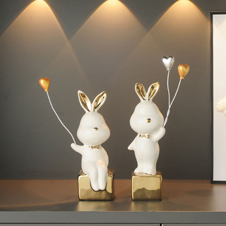 帕美居北欧创意气球兔子摆件创意客厅家居轻奢装饰品送闺蜜生日乔迁礼物 可爱坐兔