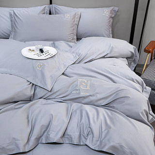 OBXO 源生活 四件套 100%纯棉轻奢纯色四件套 床单被套亲肤床品裸睡 1.5米床
