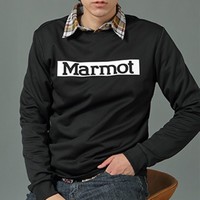 Marmot 土拨鼠 男女款 中性款大LOGO圆领套头卫衣