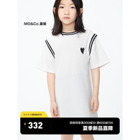 little MO&Co.little moco童装23夏装新款女童假两件短袖纯棉连衣裙KBC2DRST04 本白色 140/64