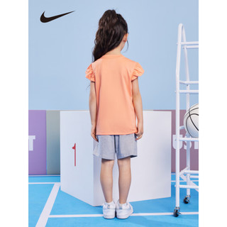 NIKE 耐克小童装女童DRI-FIT速干运动短T短裤2件套2023夏儿童短袖套装 花纱灰 110/52(4)