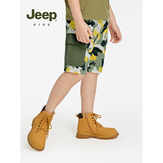 Jeep吉普童装男童五分裤2023夏季新款儿童迷彩工装裤运动薄款梭织裤 塔尔漠黄 120cm