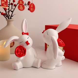 贝汉美（BHM）情侣兔子摆件结婚礼物送新人客厅装饰婚房布置订婚520情人节礼品 情侣兔子摆件
