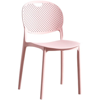 迈亚家具北欧加厚简约书桌凳子家用餐椅塑料椅子靠背简易网红餐桌胶椅 粉色 镂空靠背 X增强版