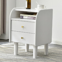 家逸（JIAYI）床头柜实木抽屉柜现代简约卧室床边柜创意迷你收纳小型床头柜子 白色