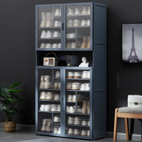 淘之良品入户鞋柜家用门口鞋架简易客厅玄关柜一体柜收纳柜中式鞋凳隔断柜 灰色-十二层80长