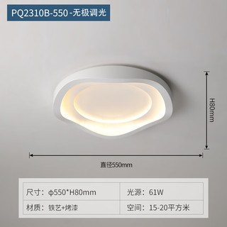 现瑞（XIANRUI）LED吸顶主卧室灯2023年新款现代简约客厅灯圆形阳台过道房间灯具 B款55CM-无极调光