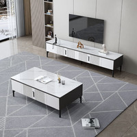 兰尼森意式轻奢岩板电视柜小户型家用茶几电视柜组合客厅带抽屉储物地柜 电视柜+方茶几