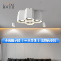 鹿家良品(LUUGAA)无主灯蜂巢斗胆灯极简客厅明装吸顶射灯照明盒子格栅灯护眼灯具 白色4头24w4000k