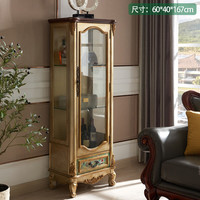 盛世锦木实木酒柜 电视机边柜装饰柜立柜 高展示柜子墙角柜 欧式风格家具 香槟金色高柜