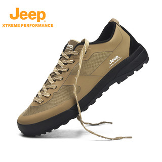 Jeep吉普官方正品徒步鞋低帮户外防水登山鞋轻便透气休闲男鞋