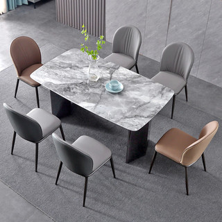 卡洛森（KALUOSEN）意式轻奢极简微晶石岩板长方形餐桌椅组合现代意式简约小户型家用 微晶石岩板 1.3米单桌