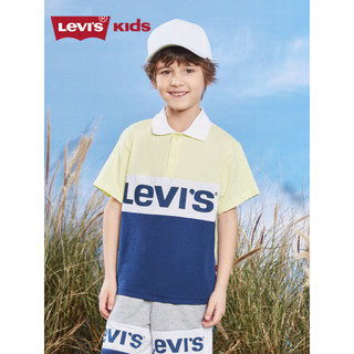 Levi's 李维斯童装男童短袖Polo衫2023夏季新款儿童短袖透中大童气上衣 星空绿 160/80(XL)