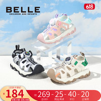 百丽（Belle）童鞋儿童沙滩鞋2023夏季新款女童包头鞋中大童休闲网面鞋男童凉鞋 粉色 35 适合脚长21.4-21.9cm