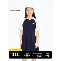 little MO&Co.little moco童装23夏装新款女童纯棉短袖休闲连衣裙子KBC2DRST02 深宝蓝色 120/56