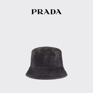 PRADA/普拉达男士丹宁水洗牛仔渔夫帽帽子 黑色 M