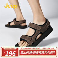 Jeep（吉普）包头凉鞋男新品夏季户外防滑耐磨休闲运动男士沙滩洞洞鞋 卡其色028P 38