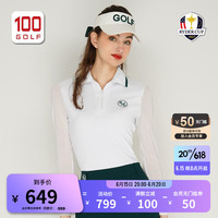 RYDER CUP莱德杯高尔夫服装女装长袖T恤23夏季新品柔软冰感翻领运动PLOL衫 白色 XS