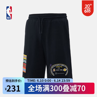 NBA 护照系列-湖人队宽松版6寸休闲短裤 子夜黑 M