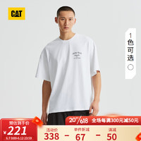 CAT卡特t恤2023夏新款户外休闲简约百搭时尚宽松版圆领短袖T恤 白色 L