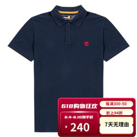 Timberland添柏岚短袖男士夏季新款户外运动翻领T恤纯棉宽松商务POLO衫 蓝色/A2EPM433 M/175