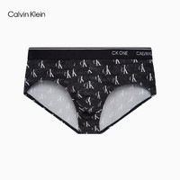 Calvin Klein 内衣男士满印轻薄细滑透气三角内裤NB2224 218-黑底灰白logo XL