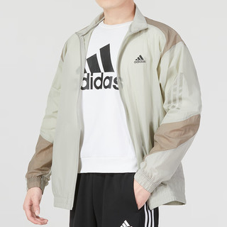 阿迪达斯（adidas）外套男 23夏新款运动服健身训练跑步快干透气皮肤衣休闲防风夹克 IA6963/芝麻土/浅灰棕/偏大 XS/170