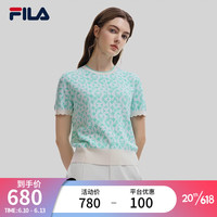 斐乐(FILA) Emerald女子编织衫2023秋新款简约通勤休闲编织短袖上衣 满印一-ZA 155/76A/XS