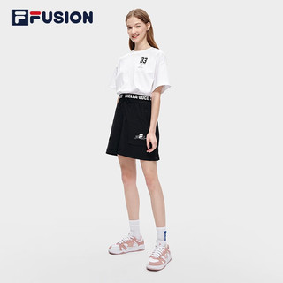 斐乐（FILA）FILA FUSION斐乐潮牌女子梭织五分裤2023夏季新款宽松运动休闲裤 深黑-BK 160/62A/S