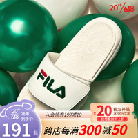 斐乐（FILA） TAPER 运动休闲拖鞋 韩版潮牌 白色 230