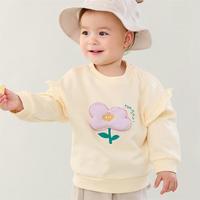 童泰春秋5个月-4岁婴儿女肩开卫衣TS31Q167 米白 100cm