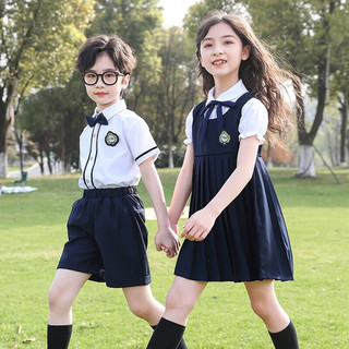 芯时代幼儿园园服夏装儿童校服套装小学生夏季班服英伦学院风毕业照服装 男生 套装 130码