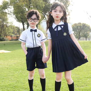 芯时代幼儿园园服夏装儿童校服套装小学生夏季班服英伦学院风毕业照服装 男生 套装 130码