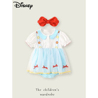 迪士尼（Disney）婴儿衣服夏季公主裙女宝宝连体衣超洋气夏装裙子网红百天包屁裙 蓝色 66cm