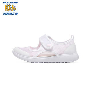 Skechers斯凯奇女大童鞋2023春季新款透气玛丽珍鞋舒适休闲公主鞋319017L 白色/WHT 28.5