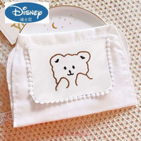 迪士尼宝宝吸汗巾儿童纯棉隔汗巾幼儿园男女童婴儿全棉纱布绣垫背巾四季 可爱熊 L码:0-5岁(尺寸24X30cm)