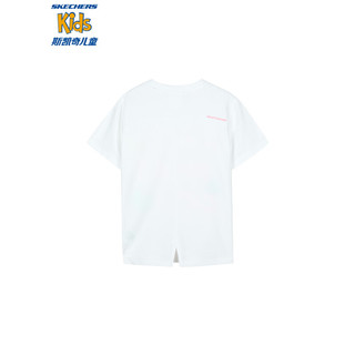 Skechers斯凯奇儿童短袖T恤男童夏装2023新款透气排汗女童上衣L223B104 亮白色/0019. 130cm
