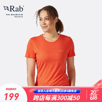 Rab睿坡新款女士纯棉速干短袖户外骑行轻量健身T恤 QCB-86 橘红色 14