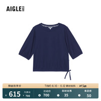 AIGLE 艾高 夏季女士AAS23WTSH017凉爽透汽户外运动时尚短袖T恤 帝国深蓝 AH752 S(160/84A)