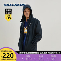 斯凯奇Skechers秋男士加厚梭织冲锋衣外套P422M081 0018碳黑 M