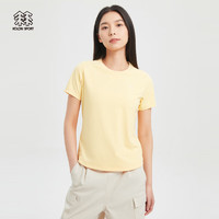 KOLON SPORT 可隆户外女速干防晒短袖圆领弹力打底运动T恤 黄色YE 160/S