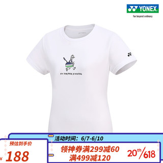 YONEX/尤尼克斯 215013BCR 2023SS 训练系列女款 羽毛球服 运动T恤yy 白色 L