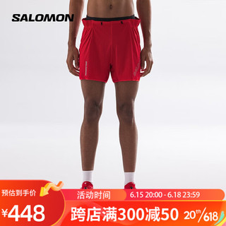 salomon 萨洛蒙 男款 户外运动轻便透气快干跑步越野短裤 SENSE AERO 5' SHORTS 火红色 C18703 L