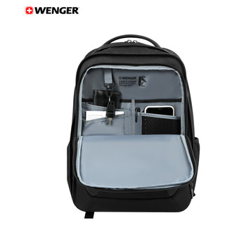 威戈（WENGER）瑞士军刀商务双肩包休闲背包环保材料书包笔记本电脑包黑色612741